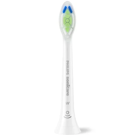 Philips Cabezal de Recambio Sonicare Optimal White W2 HX6062/87 - Pack 2 uds, Elimina Manchas y Placa, Compatible con Mangos de Clic